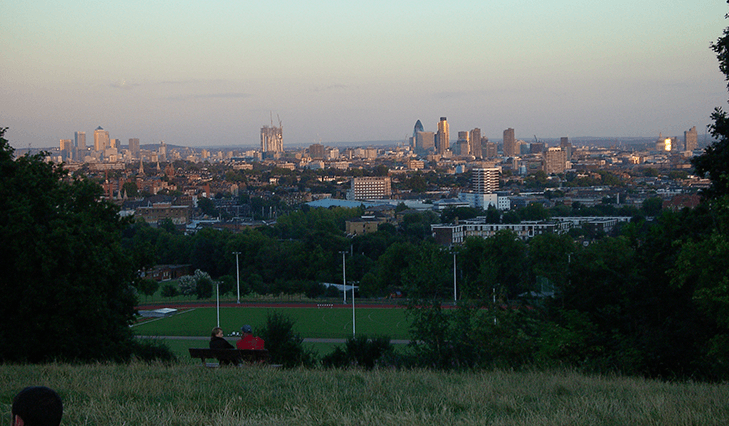 Looking south on London from Hampton Heath